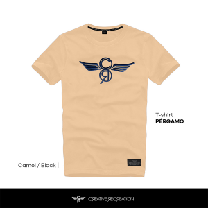 PERGAMO CR LOGO TSHIRT COTTON PREMIUM CAMEL/BLUE